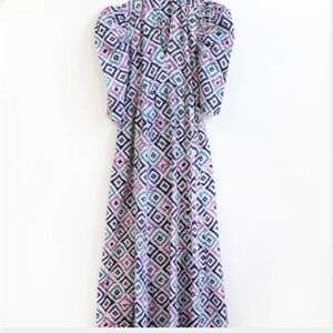 Matta Geometric Pattern Maxi Dress - Purple, Blue, Pink